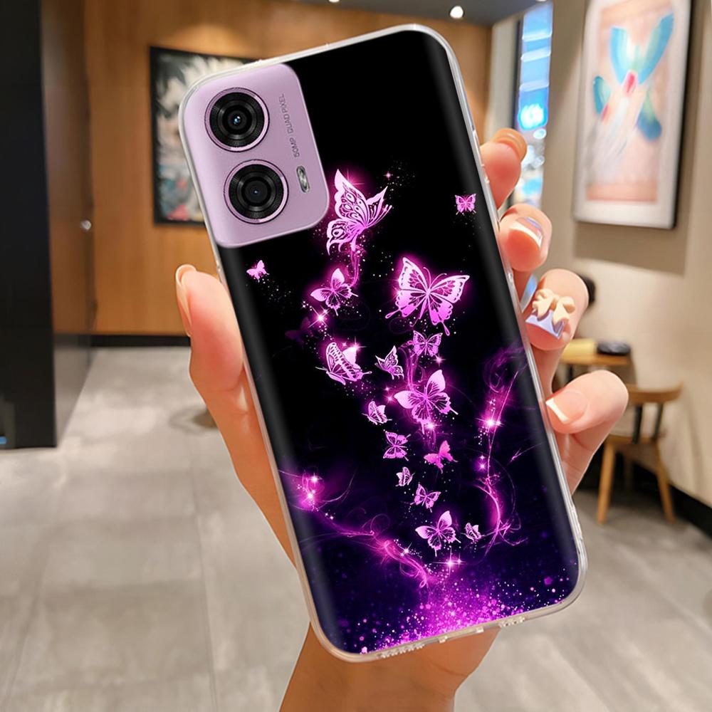 For Moto G24 Phone Case Lovely Panda Patterns Soft TPU Clear Silicone Bumper For Motorola G04 MotoG24 Cover Fundas For Moto E14