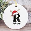 Baby's Christmas Ornament Personalized Initial with Name Ceramic Bauble Gift for Newborn Present for Baby Custom Xmas Decoration