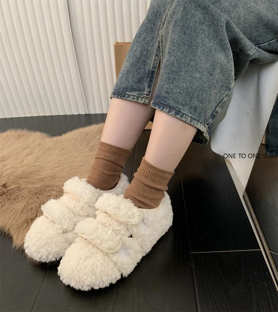 Fashion Women Shoes Autumn Loafers Fur Modis Round Toe Female Footwear Soft Casual Sneaker Fall Comfortable New 2025 Dress Moccasin Lace