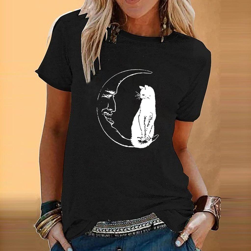 Women Tie-dye  Fashion Printed Colorful  Short Sleeve   Blouse Tops