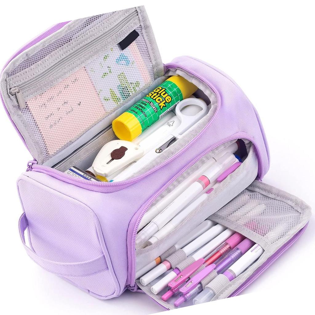 Multifunkční pouzdro na tužky Velkokapacitní dvouvrstvé pouzdro na pera Více přihrádek Plátěné pouzdro na pera pro studenty