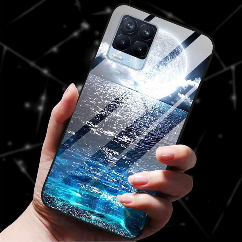 For Realme 8 Case Tempered Glass Hard Back Cover Case For Realme 8 5G 8i Realme 8 Pro Phone Case Cover Realme8 Pro Soft Bumper