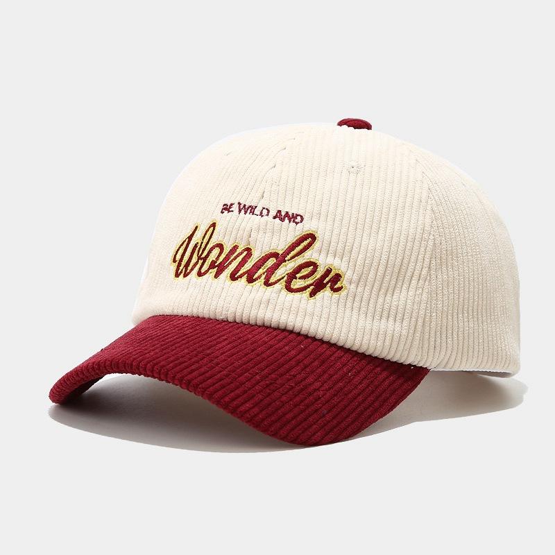 

Fashion Autumn Winter Corduroy Baseball Cap For Men Women Vintage Wonder Letter Embroidery Keep Warm Snapback Hat Hip Hop Gorras