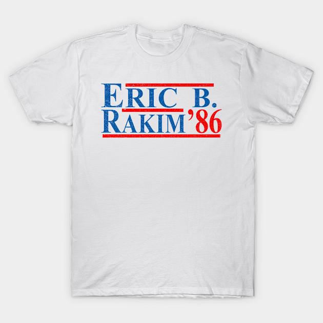 

Men Black Print T-shirt Eric B - For President 86 - Vintage Old No-Cut Transfer Paper Print Cotton Tshirt 4XL білий