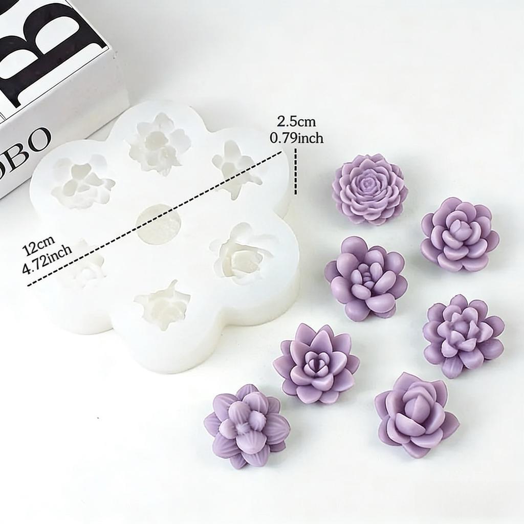 14-Piece Set of Silicone Molds with Succulent Plant and Floral Patterns, Used for Making Scented Candles, Resin Crafts, Soap, C Day Gifts, R
