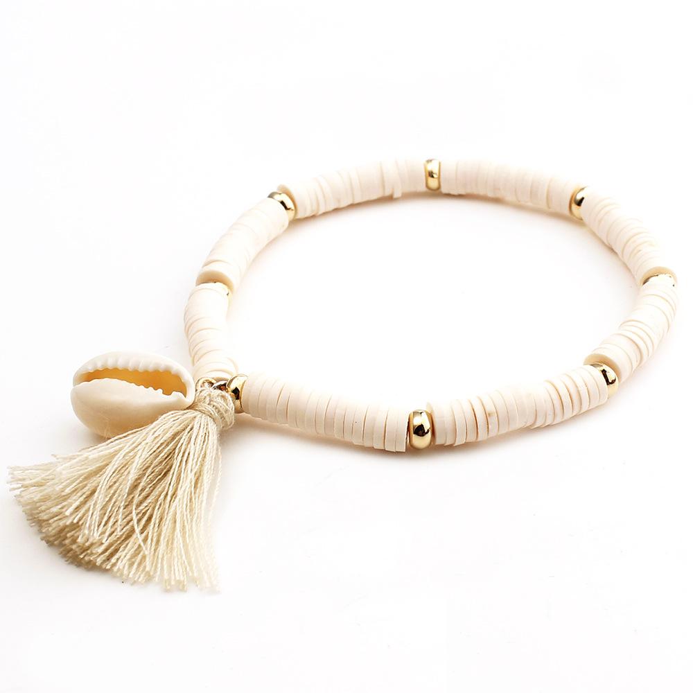 1String 18.5cm Tassel Colored Soft Clay Bracelet Resin Shell Pendant Diy High-quality Men Women Bracelet Jewelry Gift