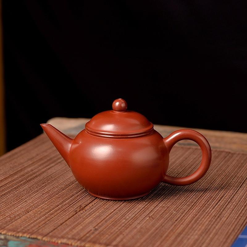 Pure Handmade Hand-pulled Cinnabar Clay Pot Purple Sand Teapot Kung Fu Tea Set Horizontal Pot Tea Brewer Water Grinding Process