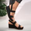 Sandals Women Foreign Trade Fashionable Outerwear Roman Cross-border Black Women Sandals Wedge Heel Thick Soled Women Shoes