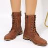 Large Size Women's Short Boots Autumn and Winter New Flat Bottom Low Heel Women's Boots Medium Boots Women