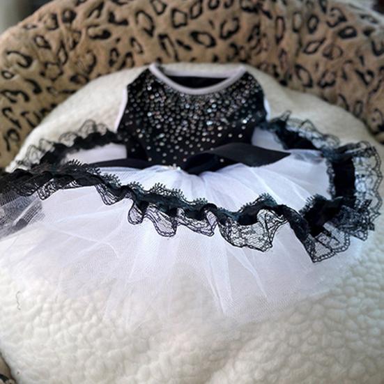 Glitter Lace Bowknot Bubble Skirt Pet Dress Clothes Puppy Costume Photo Shooting Prop