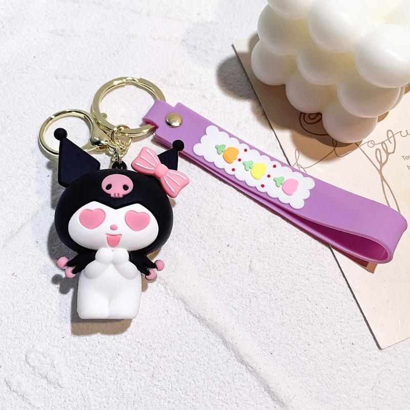 Sanrio Anime Keychain Kawaii Black Beauty My Melody Keychain Kuromi Cute Cross dressing Keychain Couple Small Gift