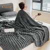 Summer AC Flannel Blanket Thickened Double-sided Plush Striped Texture Solid Color Office Nap Home Bed Sofa Travel Cozy Warm Winter Blanket