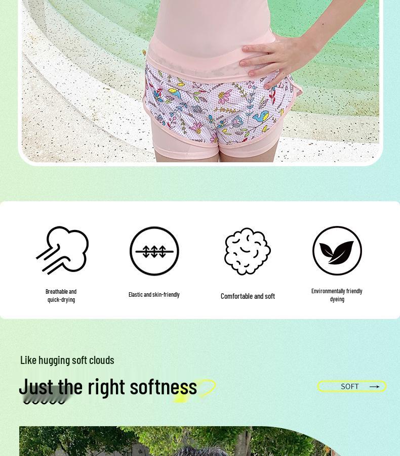 Conservative Girls' Sports Swimsuit - Stylish Split Design for Children