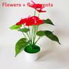 Anthurium Artificial Red Potted Flower For Outdoor Events Decoration Interior