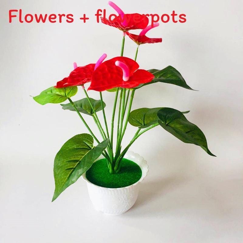 Red Artificial Anthurium Potted Flower For Outdoor Events Interior Decoration