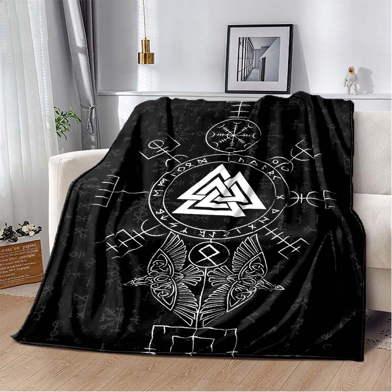 3D Viking Odin Valhalla Nordic Mythology Symbols Blanket,Soft Throw Blanket for Home Bedroom Bed Sofa Picnic Office Travel Cover