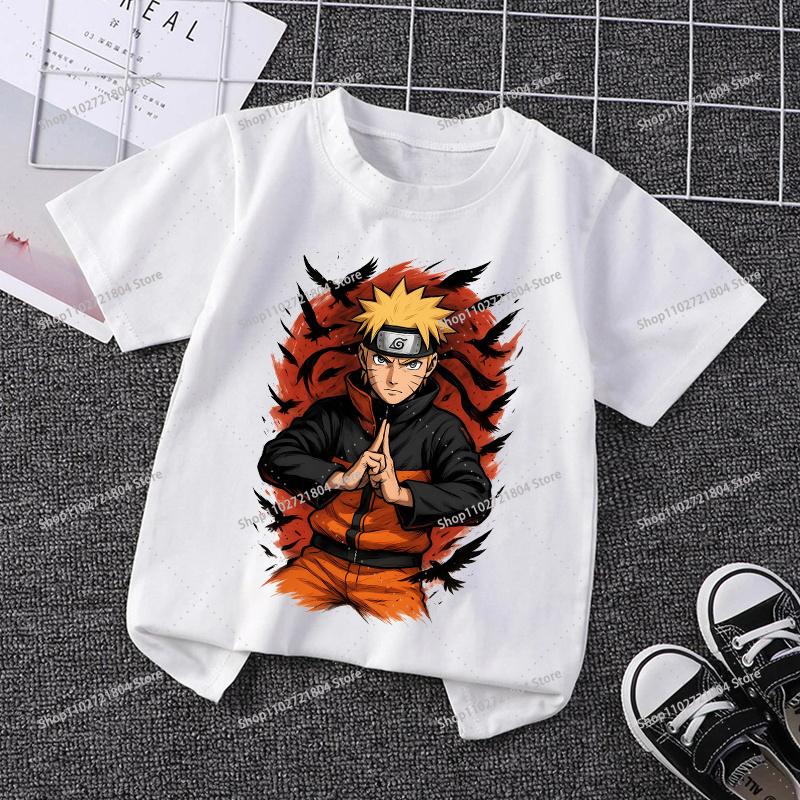 NARUTO Round Neck Tshirts for Boys Girls Anime Cartoon Cute Printed Shortsleeved Top Children Summer Fashion Tshirt Gifts