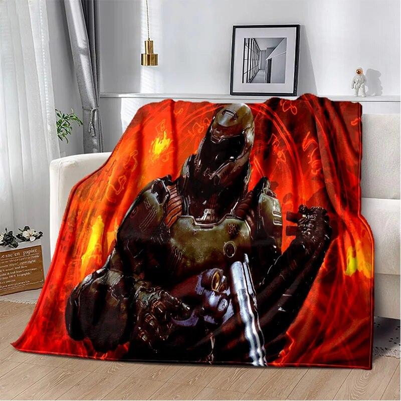 Doom Retro Game Gamer Cartoon  Blanket,Soft Throw Blanket for Home Bedroom Bed Sofa Picnic Travel Office Rest Cover Blanket Kids