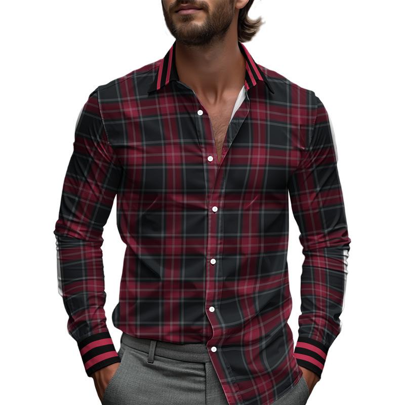 Fashion Long Sleeve Lapel Button Up Plus Size Shirt Men 3d Print Blouse XS