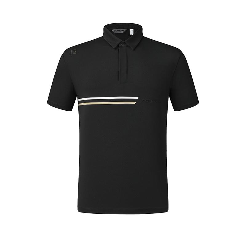 Fila Golf Series SS25 Minimalist Casual Versatile Color-Blocked Polo Shirt Men Tops Deep-Black A11M525144F-BK