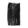 Elegant Fringe Belt for Yuppie Dress Lovers Unique Fringe Hip Scarf Black Graceful Fringe Waist Cincher Skirt Wrap