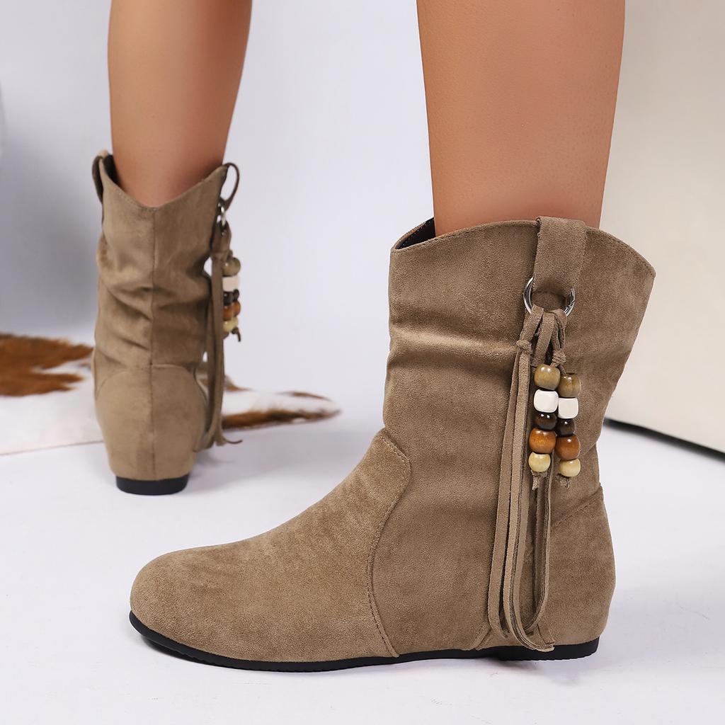 Retro Western Short Boots Women's Autumn New Style for Holiday Travel Pair with Skirts National Ethnic Wind Birk Short Boots
