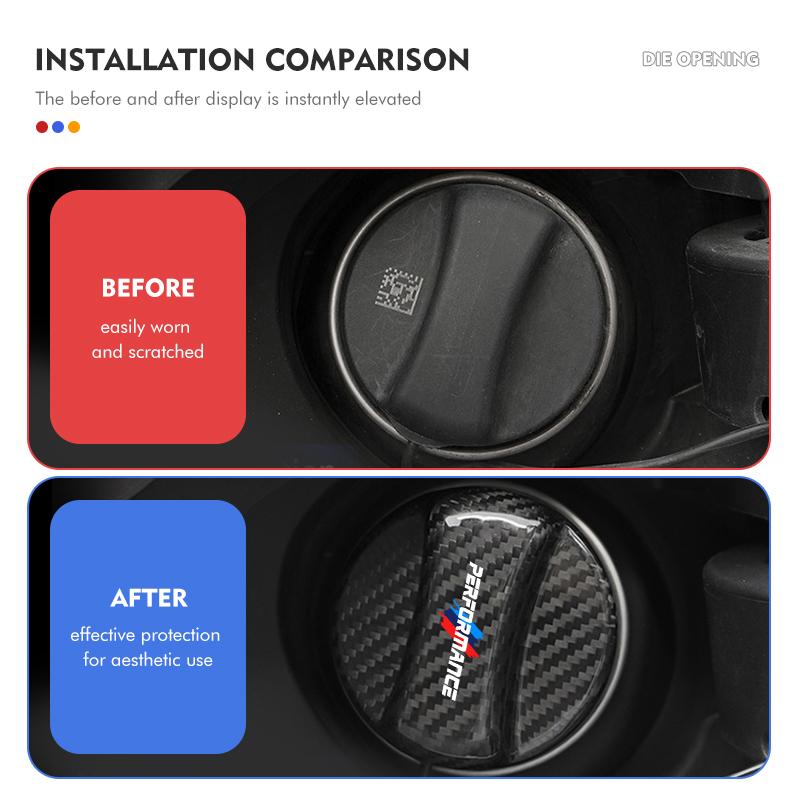 Hksh5 For BMW Car Carbon Fiber Tank Cover Fuel Tank Air Cap Trim Auto Accessories 1 3 5 Series G30 G32 G38 2021 2020 2019 2018 E46 E91