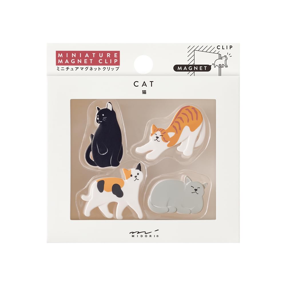 Midori Magnetic Cat Pattern 43447006 Clip, A,