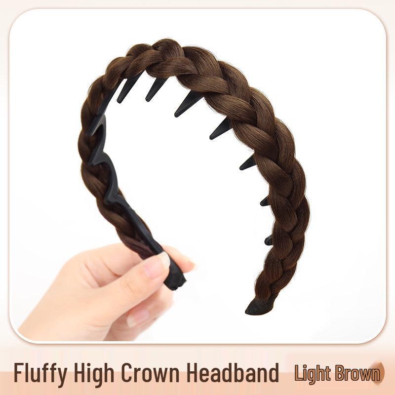Korean Style Braided Non-Slip Wig Headband - High Volume Forest Design Hair Accessory