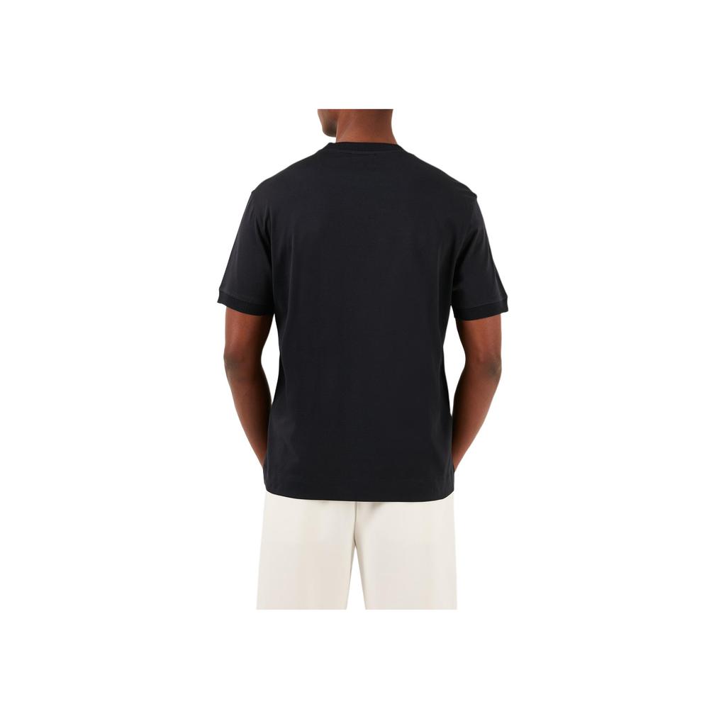 Emporio Armani Solid Color Round Neck Drop Shoulder Casual Short Sleeve T-Shirt Men tops Black 3D1TN3-1JOCZ-0966