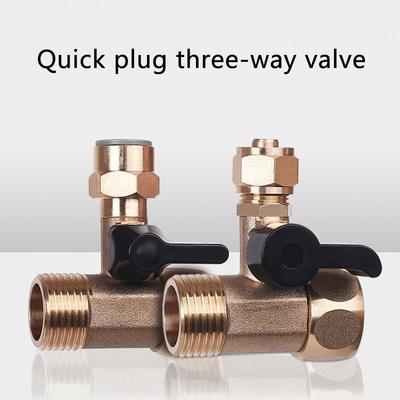 Brass Water Inlet Valve Easy To Install 3 Way Valve Versatile Water Inlet Ball Valve Upgrades for Homes & Office Use