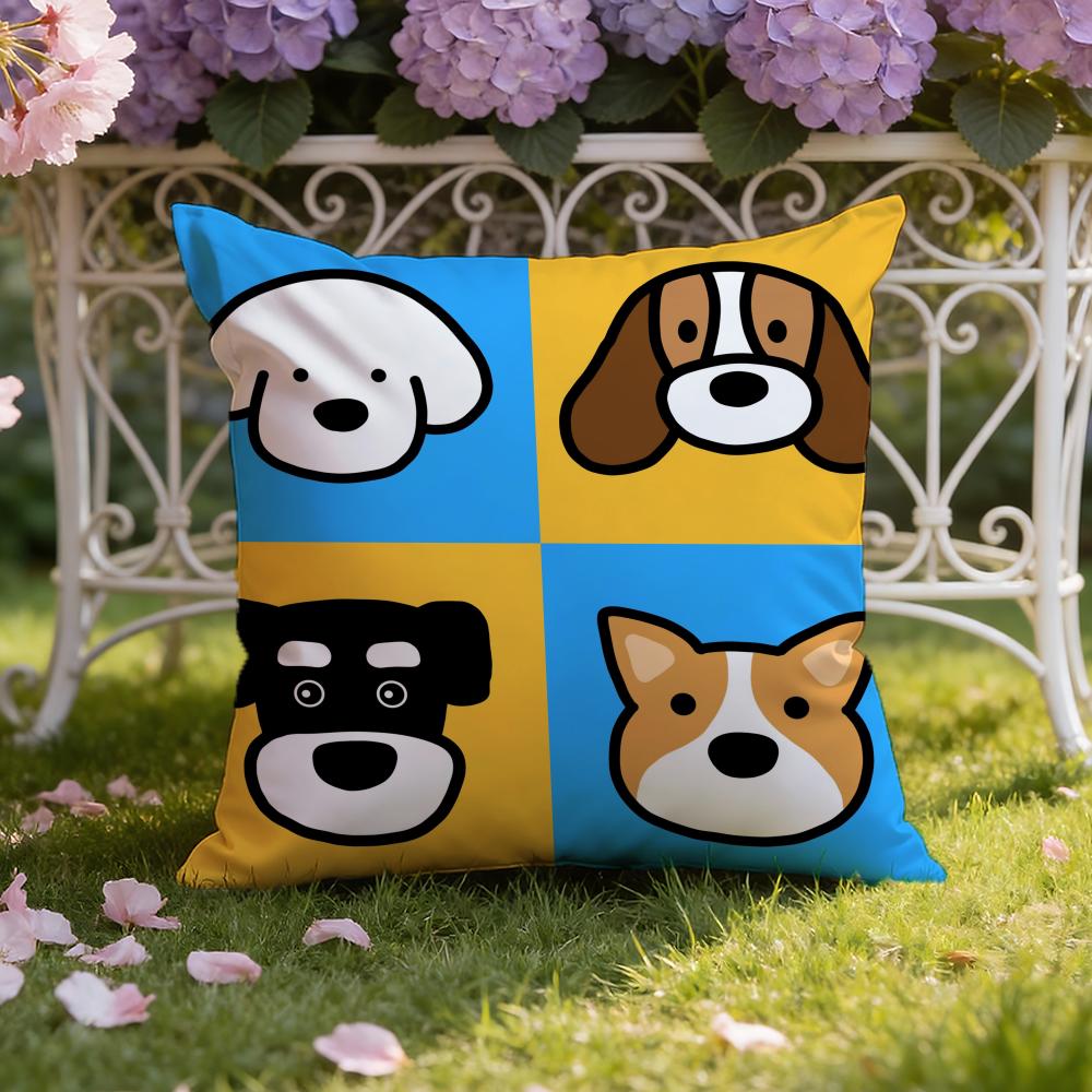 Cartoon Simple Cute Dog Cushion Cover Home & Car Dual-Scene Pillow Cover: Reversible for Premium Comfort