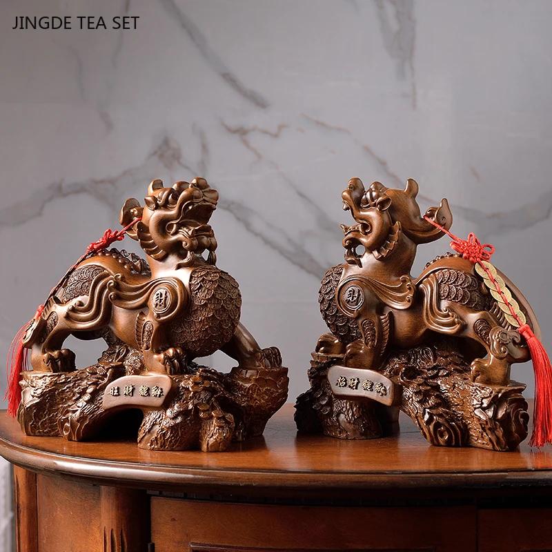 1 Piece of 27x13x27cm Resin Pixiu Ornament, High-end Living Room, Study, Office, Front Desk Decoration, Store Opening Gift