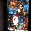 Holiday Party Supplies 4Pcs Christmas Santa Claus & Reindeer Static Window Clings with Snowflake, PVC Removable Decals, Stickers Reusable Glass