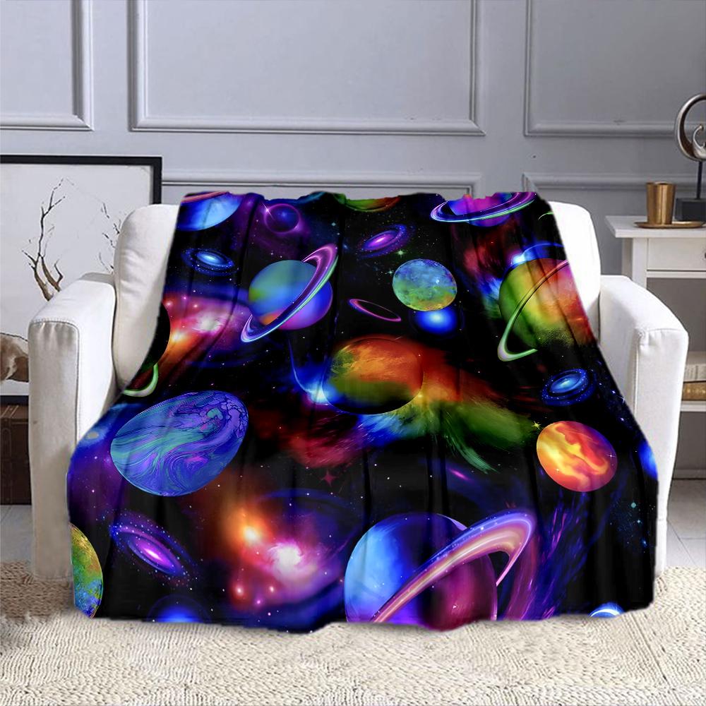 Colorful Cosmic Universe Pattern Patterned flannel blanket perfect for the bedroom living room, sofa, or a little nap