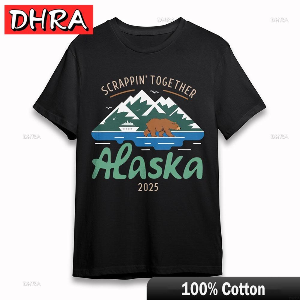 

Womens Comfy Soft TShirt Alaska Bear Graphic Tee Short Oversize Cotton Black Nostalgic Tops Tshirts for Unisex TShirt Girls Teen 4XL