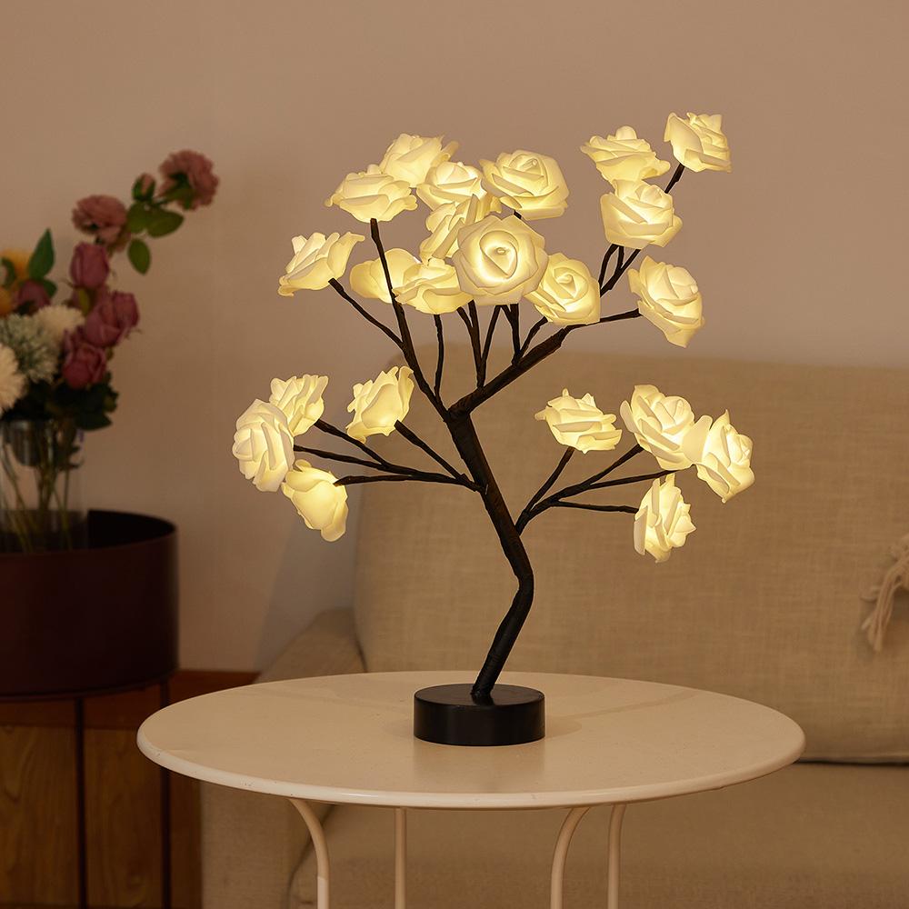 Rose Flower Tree Lights USB Battery LED Table Lamp Bonsai Tree Night Lights Garland Bedroom Decoration Christmas Lamp Home Decor