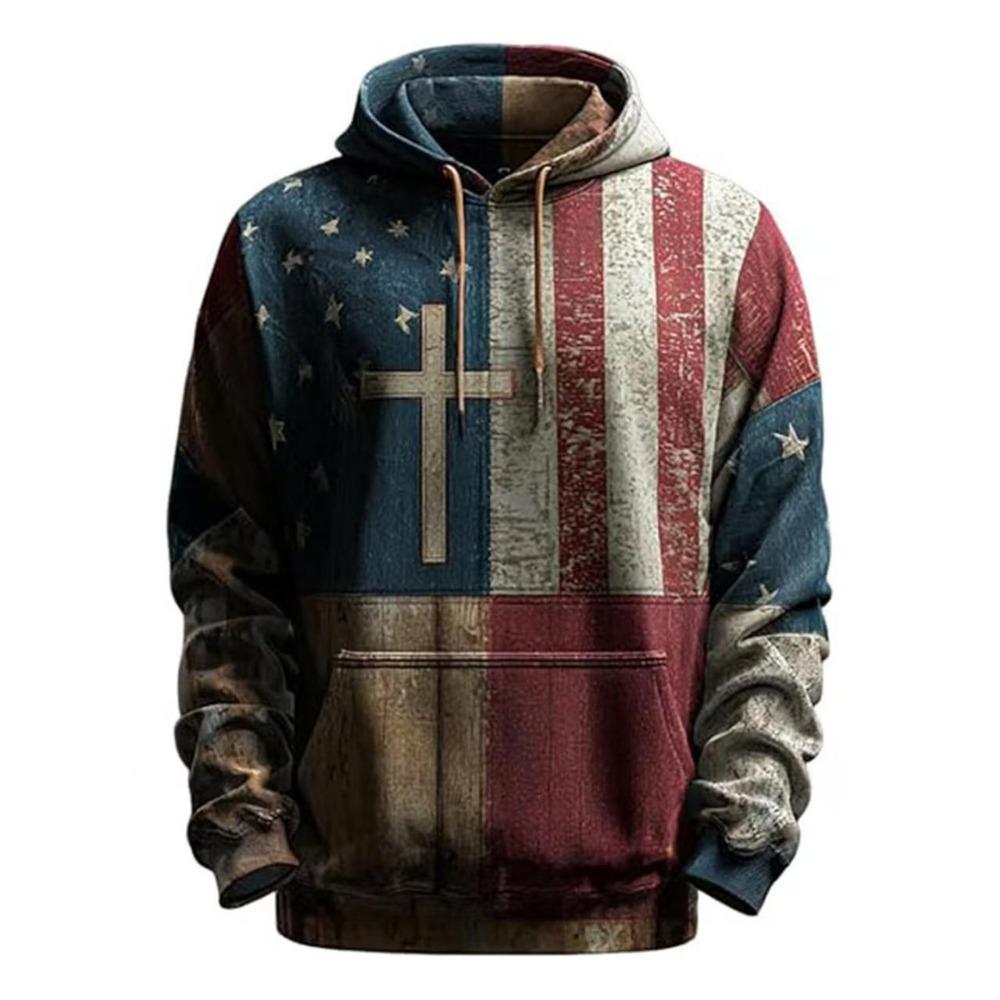 European American Style Hoodie Spring Vintage Cross Pattern 3d Print Hoodie Women Fasual Streetwear Sweatshirt Men Clothes Top