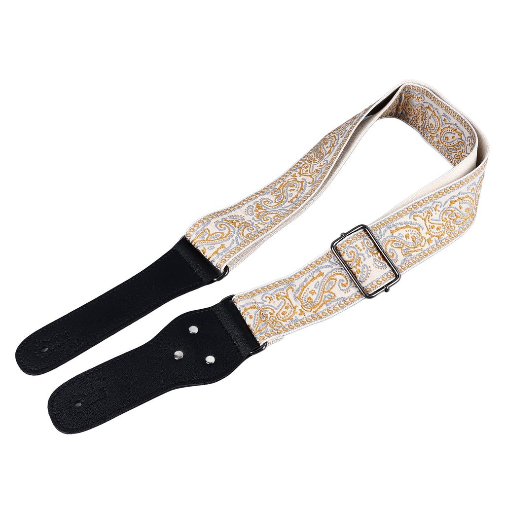 Guitar Strap Embroidery Widened Adjustable Shoulder Strap with Picks for Acoustic Electric Guitar