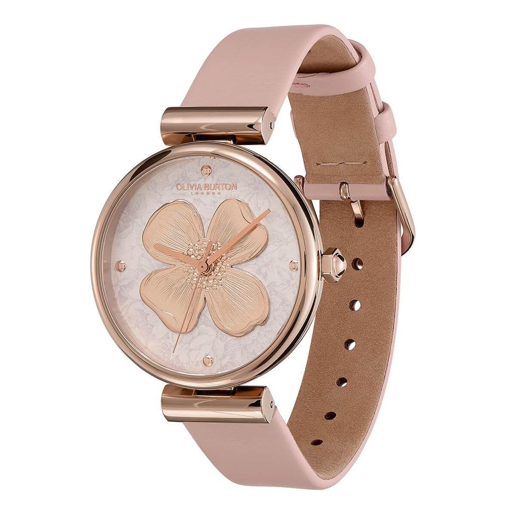 Authorized Retailer Olivia Burton Watch Ob24000094 Signature 36mm Dogwood Silver with White Brushed Leather Strap [OLIVIA BURTON] Women's T-Bar &