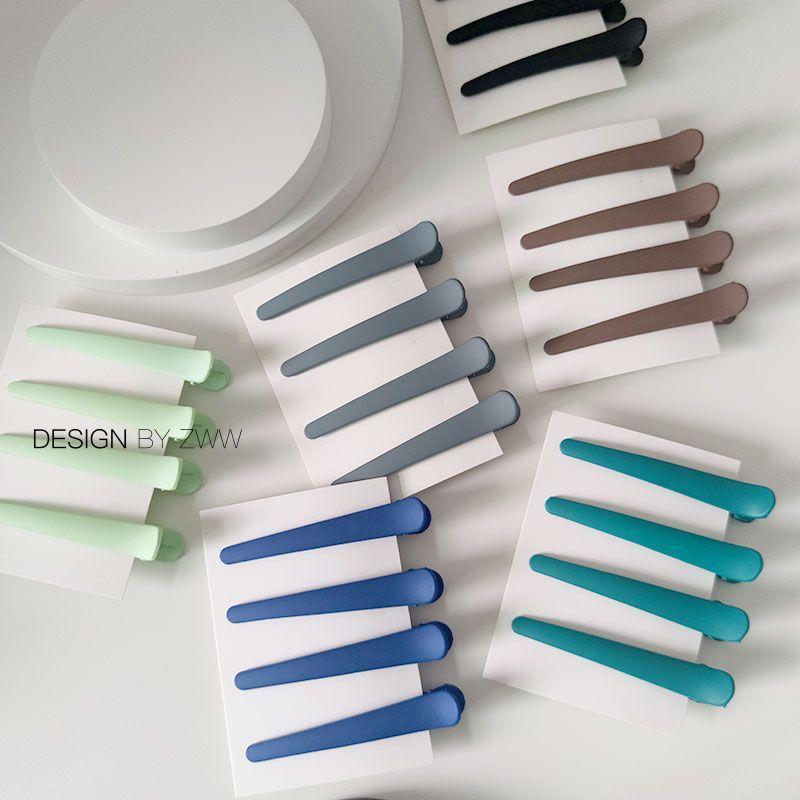 4Pcs/Set 7.8cm Barrettes Matte Solid Plastic Duckbill Hair Clips Hairpin No Trace Bangs Headwear Hair Accessories Women Girls