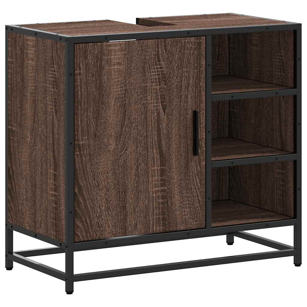 Bathroom Vanity Cabinet Brown Oak Effect 65 X 33 X 60 Cm