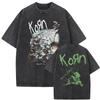 Korn Nu Metal "Follow the Leader" Album del 1998 Grafica Hopscotch Oversize Vintage Lavato Streetwear Maglietta Top per Fan del Nu Metal e del Rock