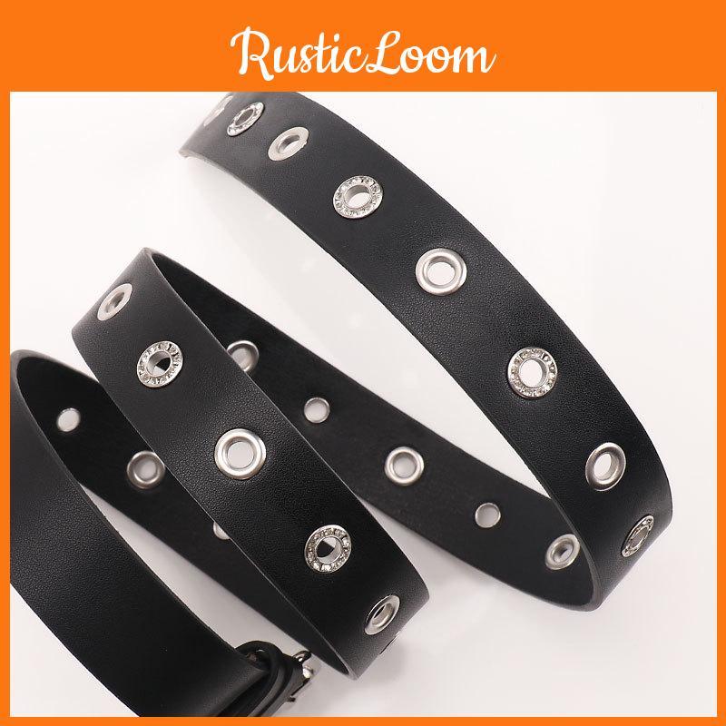 Style Hop Hip Belt Punched Pattern Iron Buckle Casual Street Decoration Fashion