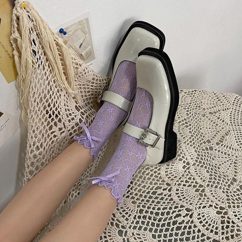 Womens Calf Socks, Sweet Girl Lace Ruffle Knee Socks Fashion Ladies Girl Princess Mesh Socks Campus Stockings