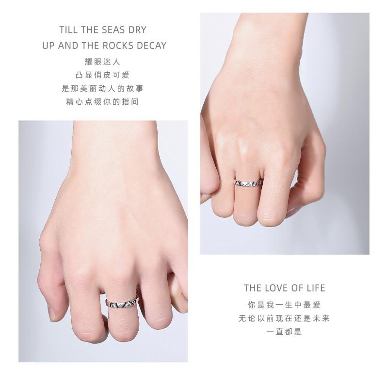 Adjustable Vintage Couple Rings Set Geometric Stone Design Unisex Retro Plated Matching Band Men Women