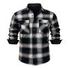 Men's Casual And Trendy Checked Button Cardigan, Men's Lapel Long-sleeved Inner Fleece Warm Coat