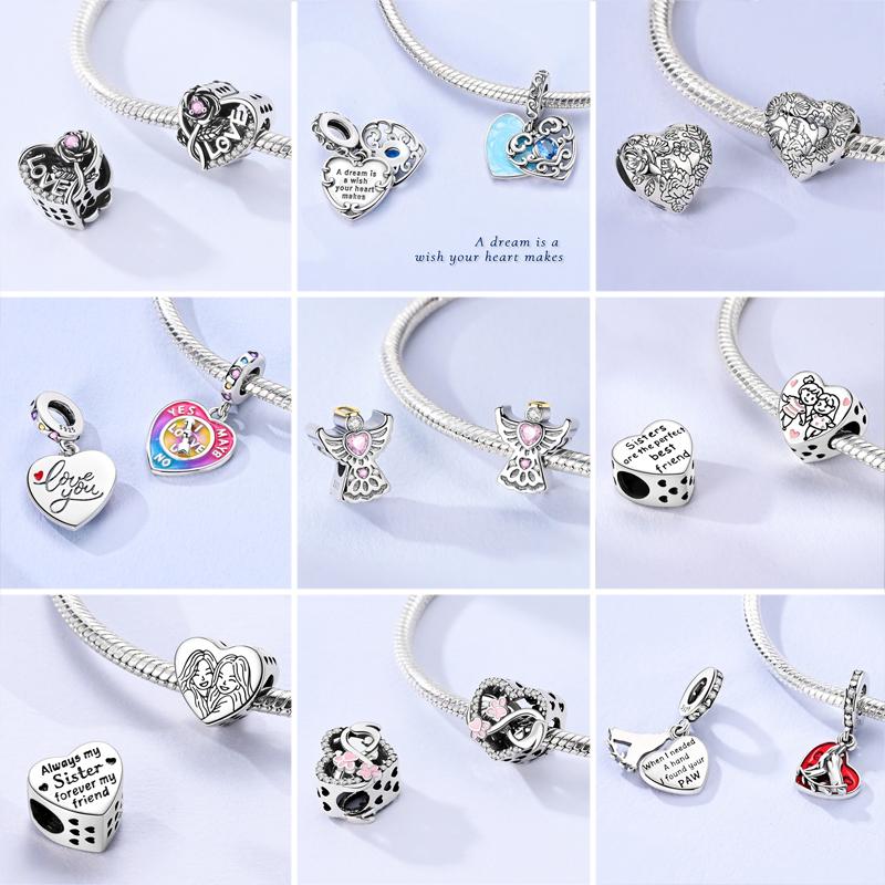 Past op Originele Armbanden Koperen Charms Kralen Diy Zirkonia Uil Hart Blauwe Olifant Beschermer Oog Verjaardag Sieraden Cadeaus