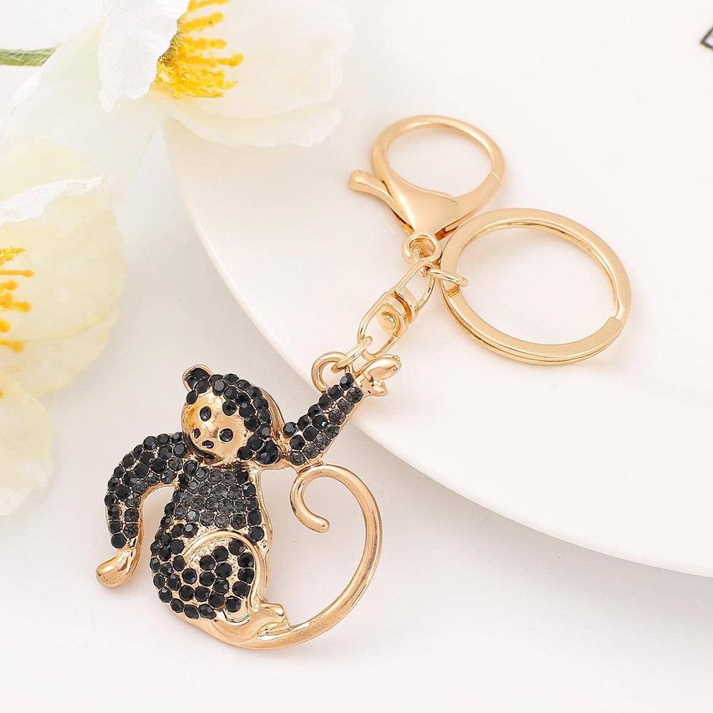 Colorful Rhinestone 3D Tiger Keychain and Metal Backpack Accessory