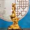 Натуральный кипарис Статуэтка обнаженной женской фигуры - Ручная резьба по массиву дерева Домашняя комната Офис Искусство Статуя богини 5,89 дюйма